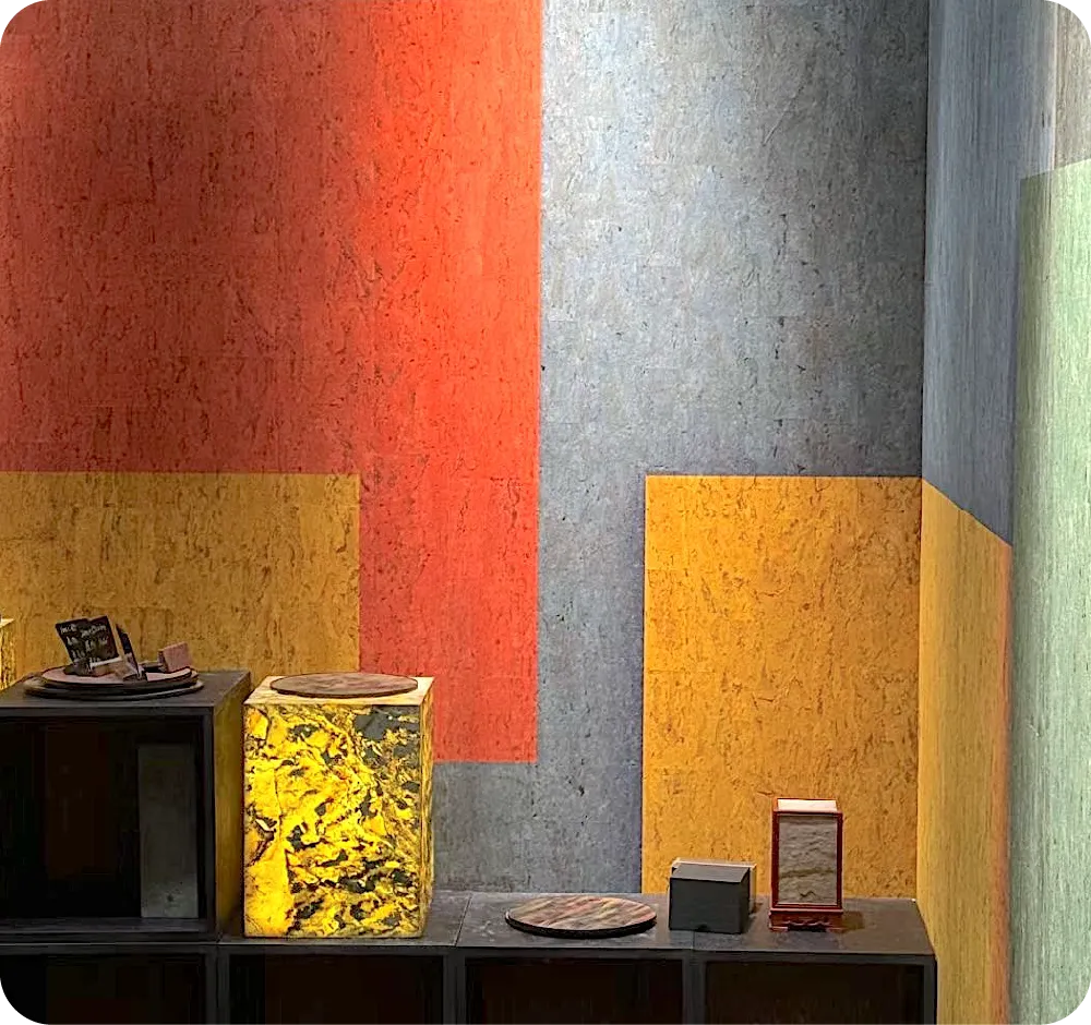 Geometrical Wallpaper with Cork Texture